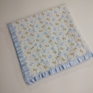 Soft 100 % Cotton Blue & White Bear Baby Blanket